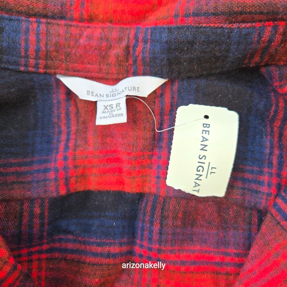 NWT L.L. Bean Signature Chamois Tunic Flannel Soft Oversized Shirt XS Plaid - Picture 2 of 7